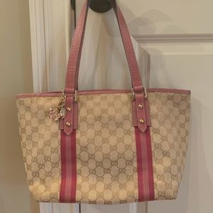 Gucci Canvas Tote and Butterfly Bag Charm